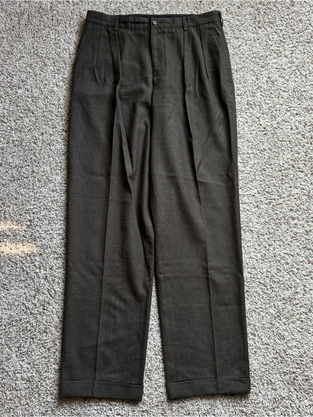 Vintage J.Crew Oarsman Wool Pants Men’s 33x31 Hong Kong Pleated Cuffed Green